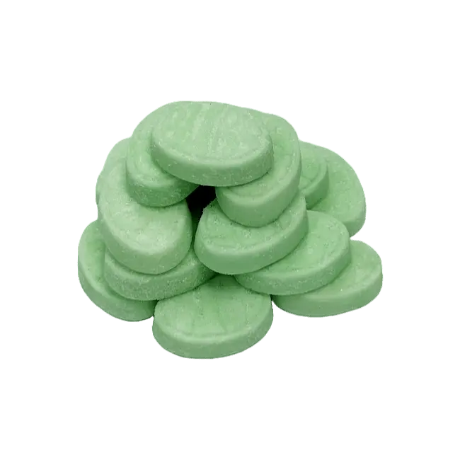Bubs Cool Fruity Pear Mini is a Swedish candy featuring small, chewy bites with a sweet and fruity pear flavor.