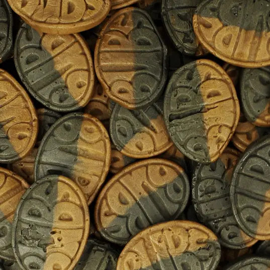 Salty Liquorice Toffee Ovals by Bubs feature a unique blend of intense licorice flavor and soft toffee texture.