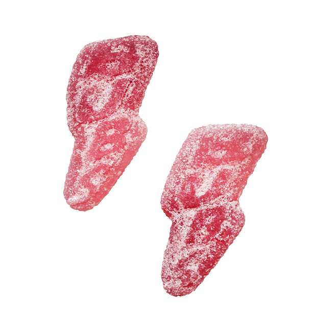 Sour Lightning by Bubs offers a sour kick in a fun, chewy gummy treat shaped like a lightning bolt.
