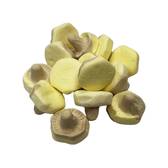 Caramel Banana Mushrooms combine chewy textures with a creamy caramel and fruity banana taste for a delicious snack.