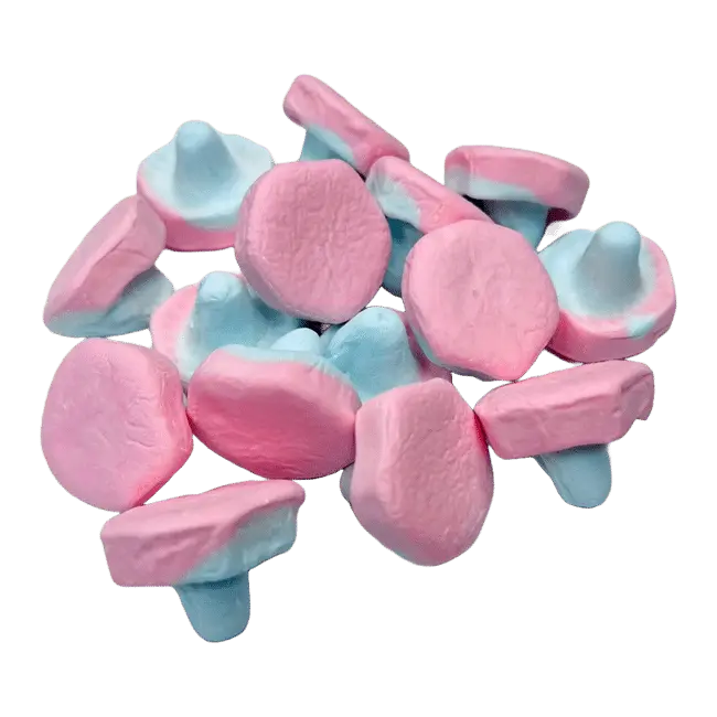 Fizzy Mushrooms combine a chewy texture with a tart, fizzy kick, delivering a unique and playful candy experience.