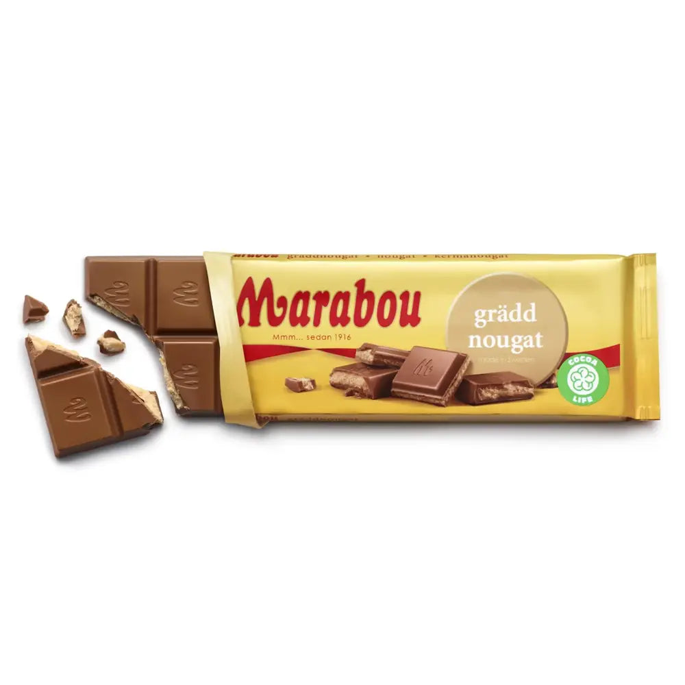 Marabou Gräddnougat Display – Swedish chocolate filled with creamy nougat.