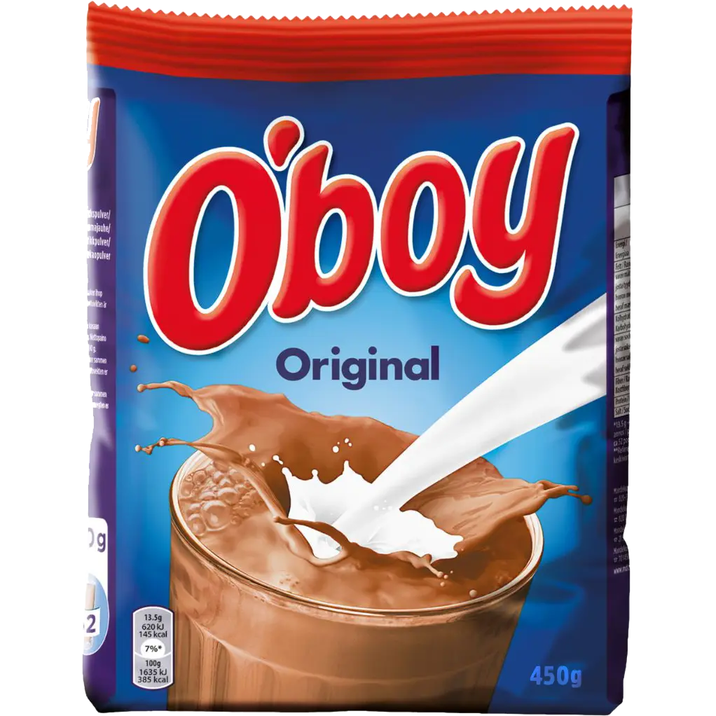 O’boy Original – a classic Swedish chocolate powder mix that creates a rich, creamy chocolate drink.