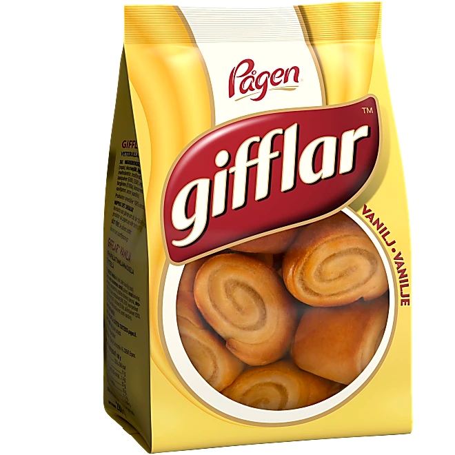 Pågen Gifflar Vanilla – soft, bite-sized Swedish cinnamon rolls with a sweet vanilla filling.