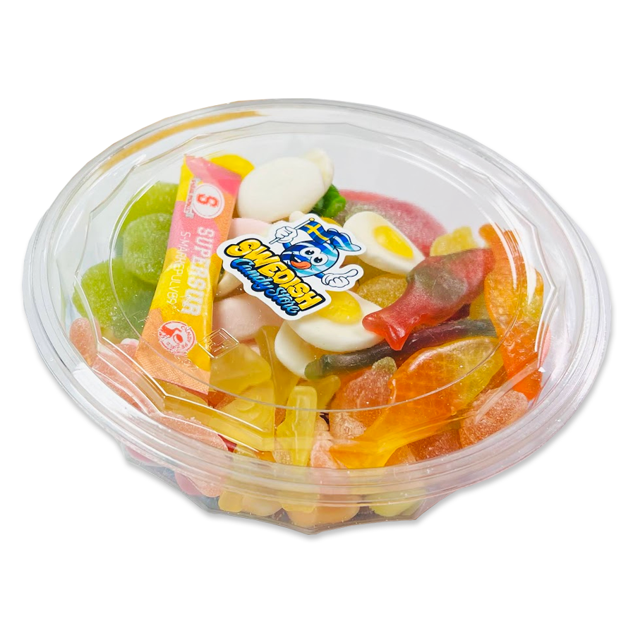 A delicious assortment of Swedish candy in the Swedish Candy Store Signature Skandi Salad mix, perfect for any sweet tooth.