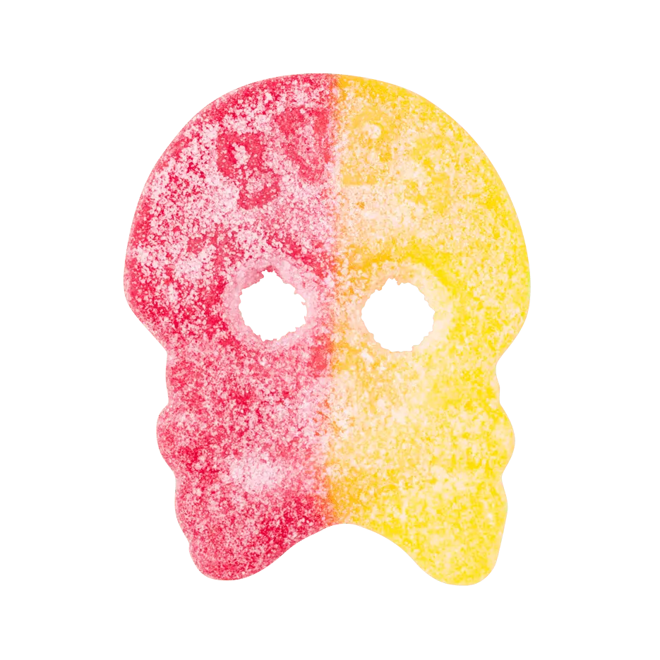 Bubs Big Sour Skulls – large skull-shaped Swedish candy with a bold sour flavor and a chewy texture.