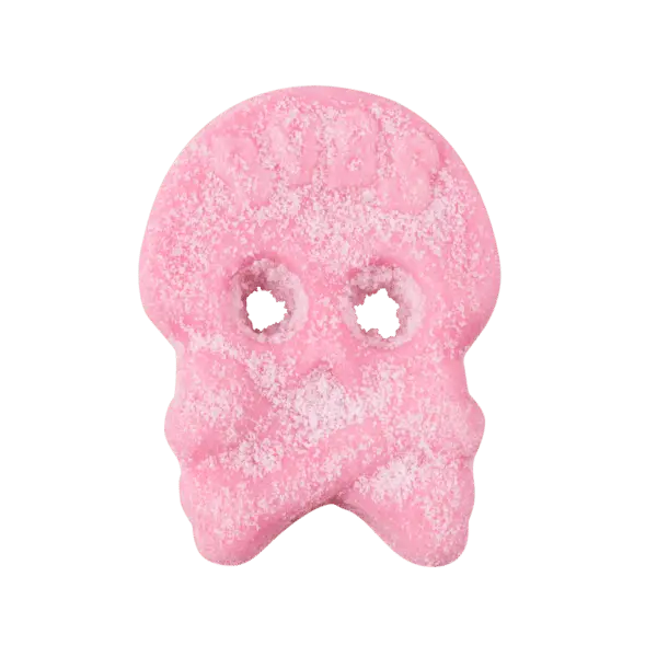 Bubs Cool Raspberry Skull is a chewy Swedish candy combining bold raspberry flavor with a fun skull shape.