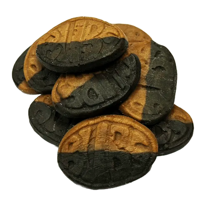 Bubs Salty Liquorice Toffee Ovals are chewy Swedish candies with a bold combination of salty licorice and creamy toffee.