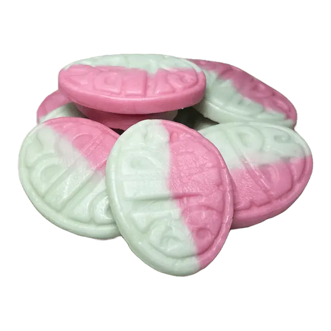 Bubs Watermelon Ovals are chewy Swedish candy gummies featuring a sweet and refreshing watermelon flavor.