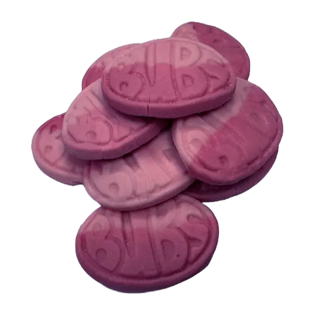 Bubs Wild Strawberry Pomegranate Ovals are soft Swedish candies with a fruity blend of wild strawberry and pomegranate flavors.