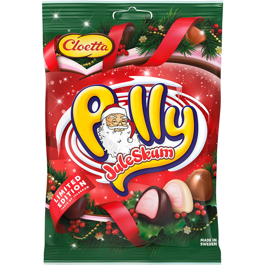 Polly Julskum Limited Edition – a festive Swedish candy featuring marshmallow treats with a Christmas-inspired flavor.