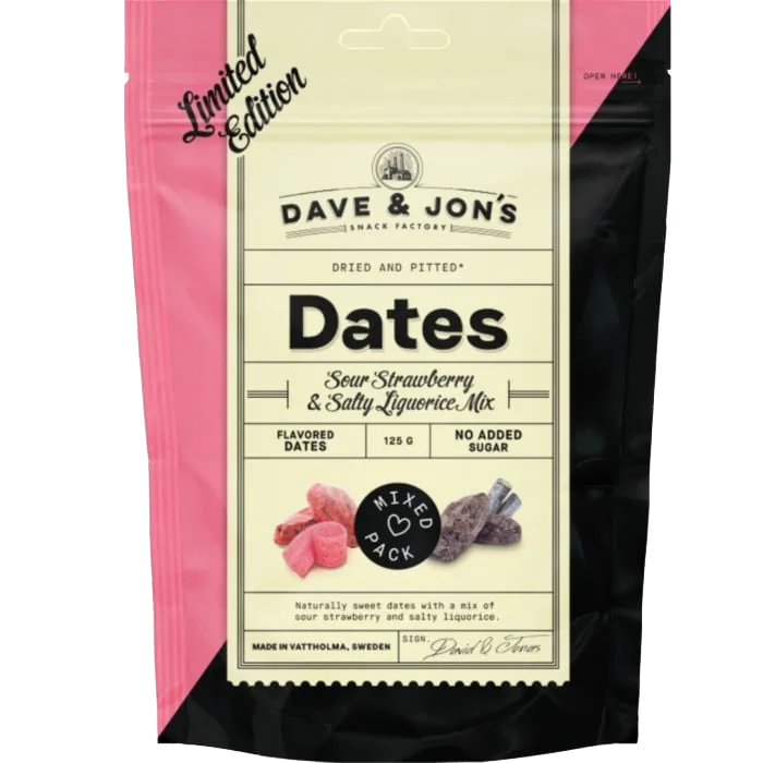Dave & Jon's Dates Sour Strawberry & Salty Liquorice Mix