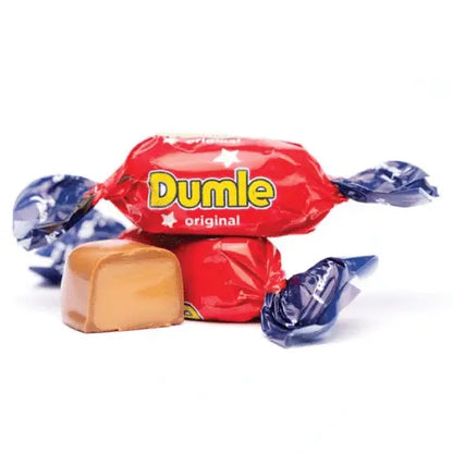 Fazer Dumle Original – Swedish candy featuring soft toffee covered in smooth milk chocolate.