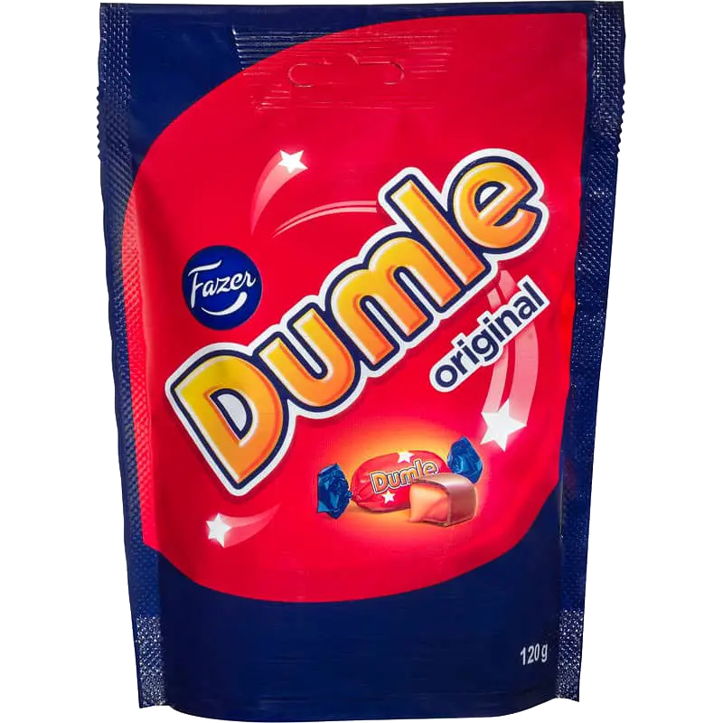 Dumle Original by Fazer, a classic Swedish treat with chewy toffee and creamy chocolate coating.