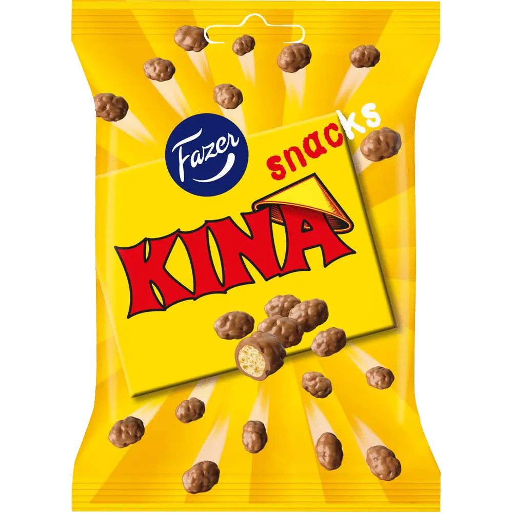 Fazer Kina Snacks – Swedish chocolate-coated puffed rice, offering a deliciously crunchy treat.