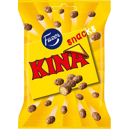 Fazer Kina Snacks – Swedish chocolate-coated puffed rice, offering a deliciously crunchy treat.