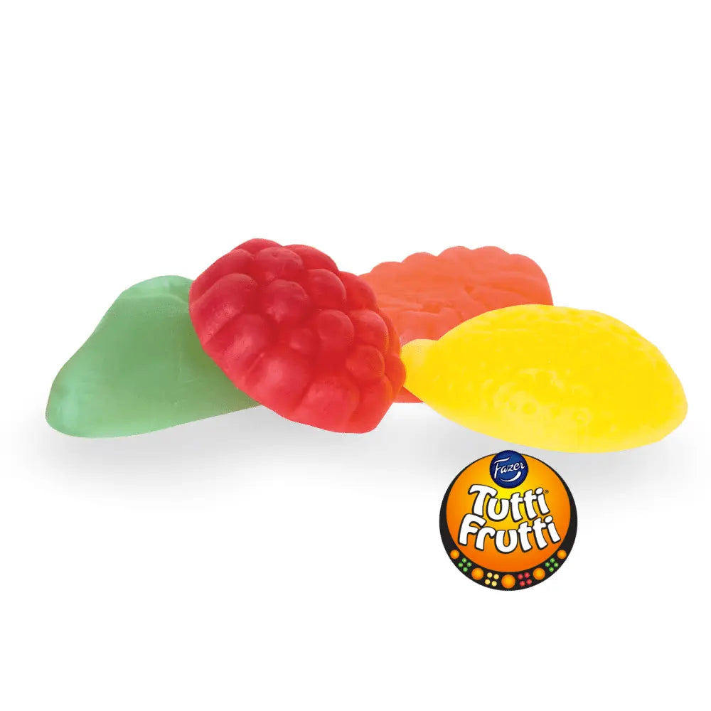 Fazer Tutti Frutti Original Product Display – showcasing a colorful mix of fruity Swedish candy made with natural flavors.