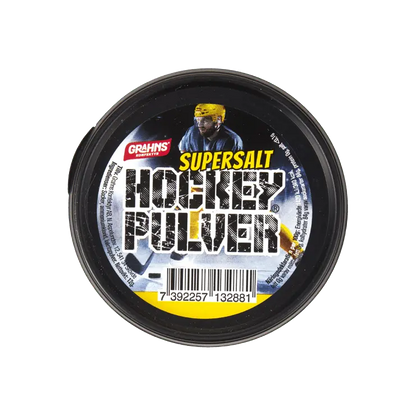 Hockeypulver Salt, a traditional Swedish sweet and salty powder perfect for licorice lovers.