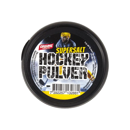 Hockeypulver Salt, a traditional Swedish sweet and salty powder perfect for licorice lovers.