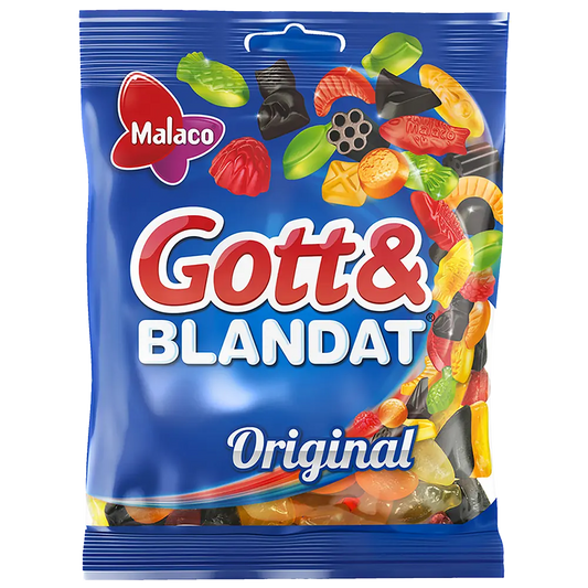 Malaco Gott & Blandat, a popular Swedish candy assortment featuring a mix of sweet, sour, and chewy treats.