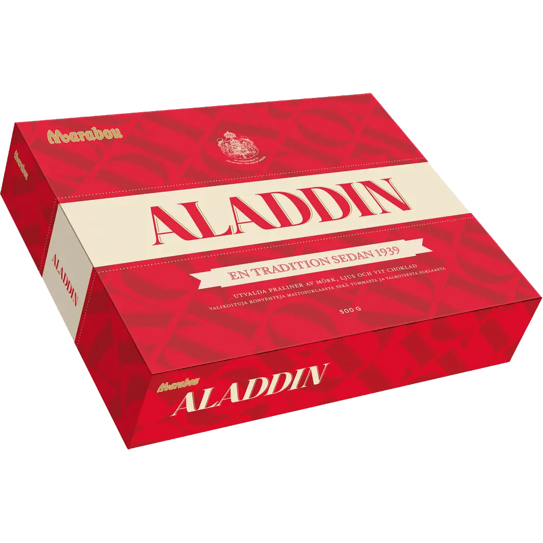 Aladdin Milk Chocolate by Marabou, a beloved Swedish candy box with rich chocolate and indulgent centers.