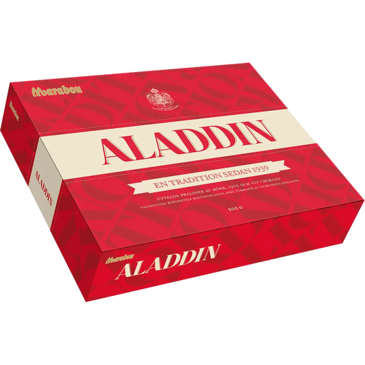 Aladdin Milk Chocolate by Marabou, a beloved Swedish candy box with rich chocolate and indulgent centers.