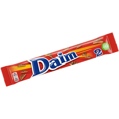 Daim Dubbel, featuring double-sized bars of sweet chocolate and crispy caramel.