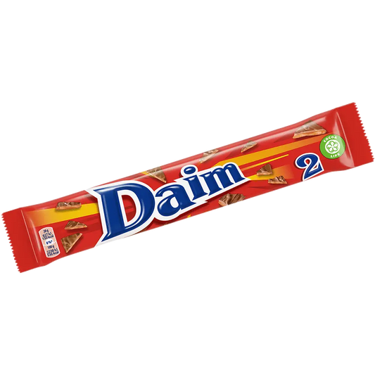 Daim Dubbel, featuring double-sized bars of sweet chocolate and crispy caramel.