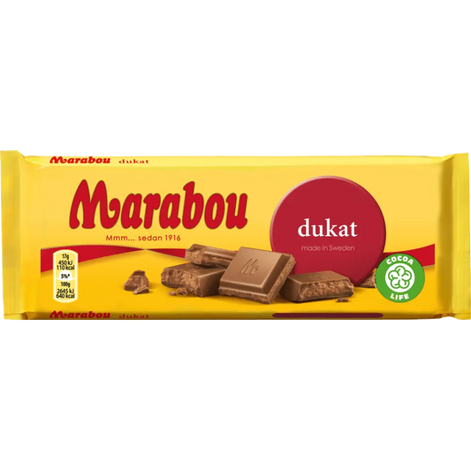 Marabou Dukat – a rich Swedish chocolate bar featuring smooth milk chocolate with a creamy, indulgent filling.