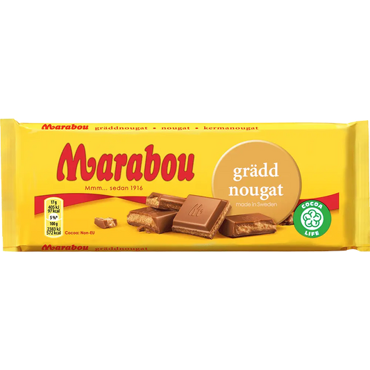 Marabou Gräddnougat, featuring smooth milk chocolate and rich nougat.