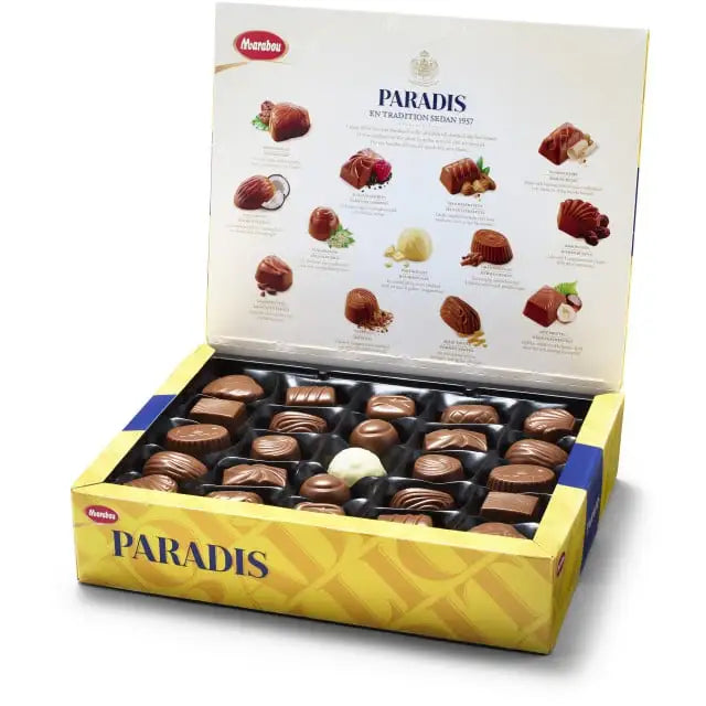 Marabou Paradis Milk Chocolate – Swedish chocolate featuring creamy milk chocolate with assorted sweet fillings.