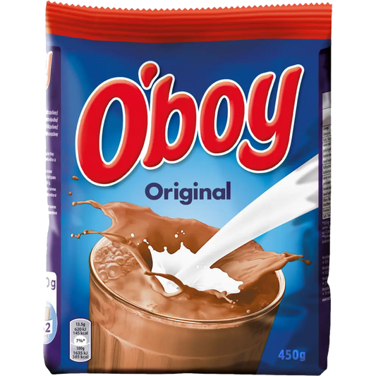 O’boy Original – a classic Swedish chocolate powder mix that creates a rich, creamy chocolate drink.