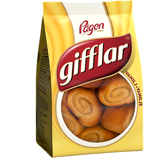 Pågen Gifflar Vanilla – soft, bite-sized Swedish cinnamon rolls with a sweet vanilla filling.