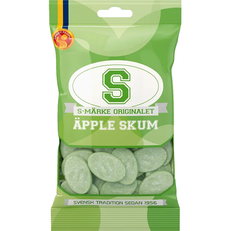S-Märke Äpple Skum / S-Märke Apple Foam is the Swedish foam candy classic with a fresh apple flavor!