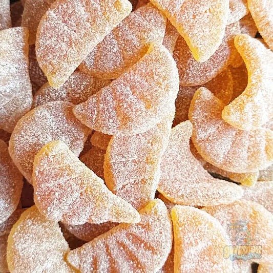 Close-up of sugared almonds with a brand name visible
