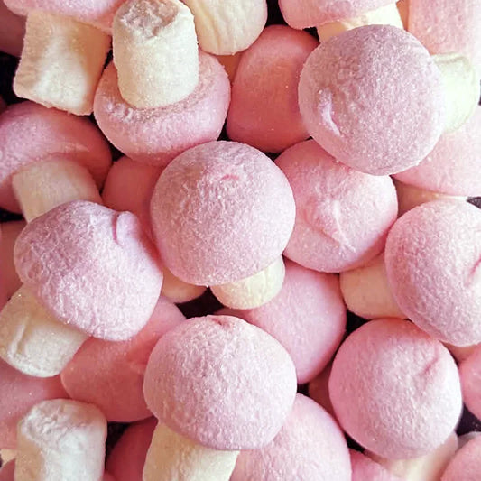 Close-up of pink and white candy pieces