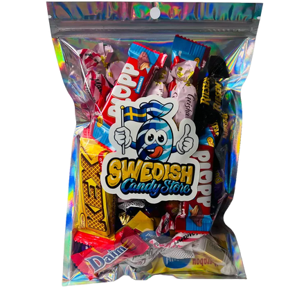 Swedish Candy Store Pick & Mix Chocolate Bag – a rich assortment of Swedish chocolate treats, featuring creamy, crunchy, and indulgent flavors.