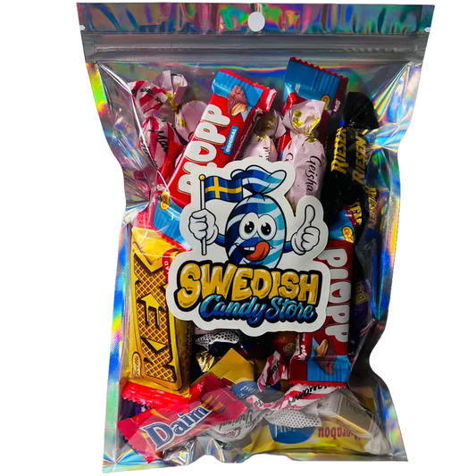 Swedish Candy Store Pick & Mix Chocolate Bag – a rich assortment of Swedish chocolate treats, featuring creamy, crunchy, and indulgent flavors.