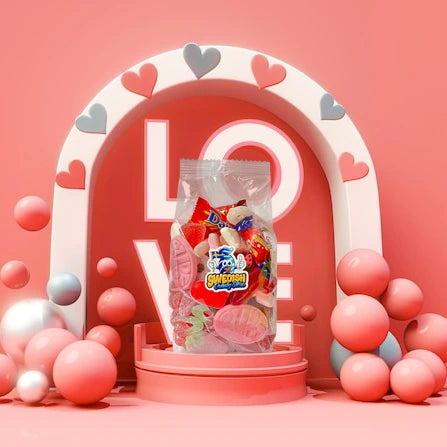A 450g bag of Swedish Candy Store's Signature Cupid Mix, featuring a mix of sweet and fruity Swedish candies for a festive treat.