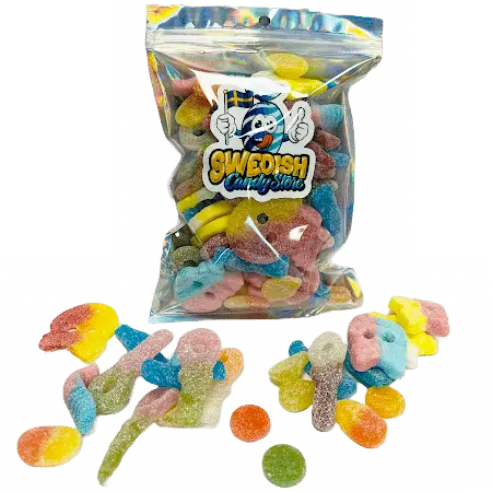 Sour Mix from Swedish Candy Store – a handpicked selection of mouth-puckering Swedish sweets, perfect for sour candy lovers.