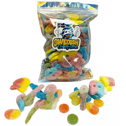 Sour Mix from Swedish Candy Store – a handpicked selection of mouth-puckering Swedish sweets, perfect for sour candy lovers.