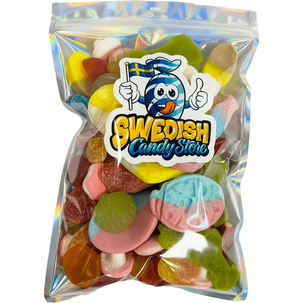 A vibrant mix of Swedish sweets from Swedish Candy Store, featuring a selection of soft and flavorful candies.