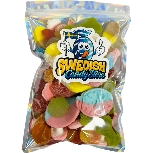 A vibrant mix of Swedish sweets from Swedish Candy Store, featuring a selection of soft and flavorful candies.