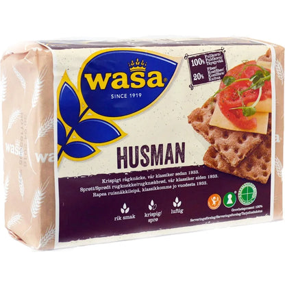 Wasa Husman – classic Swedish crispbread with a hearty, whole grain texture, perfect for toppings or snacks.