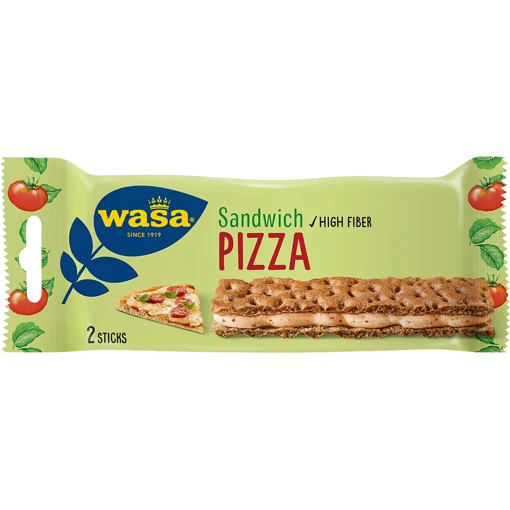 Wasa Sandwich Pizza – Swedish crispbread filled with a cheesy pizza-flavored filling for a unique snack experience.