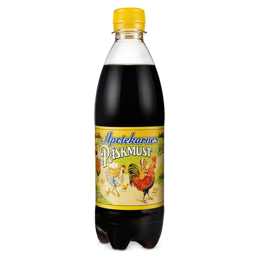 Bottle of Apotekarnes Paismust with a colorful label on a white background